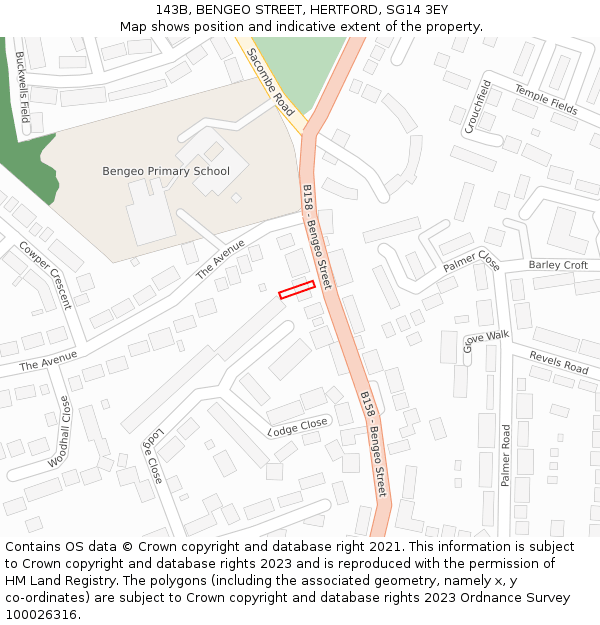 143B, BENGEO STREET, HERTFORD, SG14 3EY: Location map and indicative extent of plot