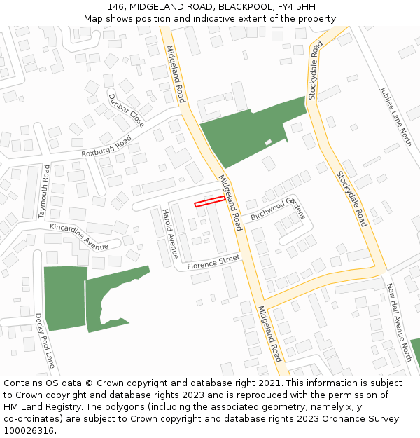 146, MIDGELAND ROAD, BLACKPOOL, FY4 5HH: Location map and indicative extent of plot