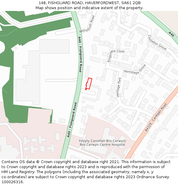 148, FISHGUARD ROAD, HAVERFORDWEST, SA61 2QB: Location map and indicative extent of plot