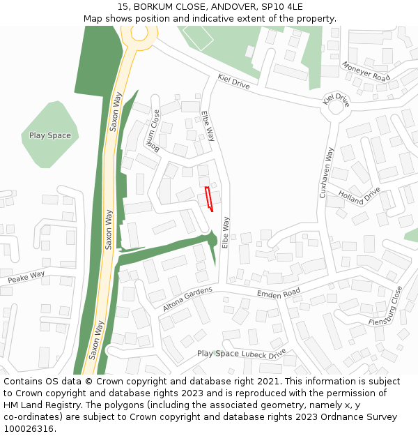 15, BORKUM CLOSE, ANDOVER, SP10 4LE: Location map and indicative extent of plot