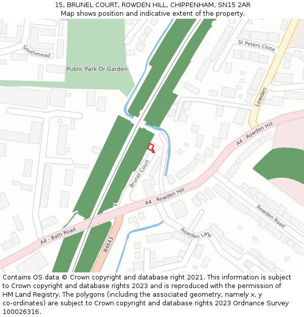 15, BRUNEL COURT, ROWDEN HILL, CHIPPENHAM, SN15 2AR: Location map and indicative extent of plot