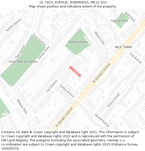 15, CECIL AVENUE, SHEERNESS, ME12 1DU: Location map and indicative extent of plot