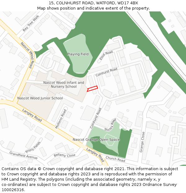 15, COLNHURST ROAD, WATFORD, WD17 4BX: Location map and indicative extent of plot