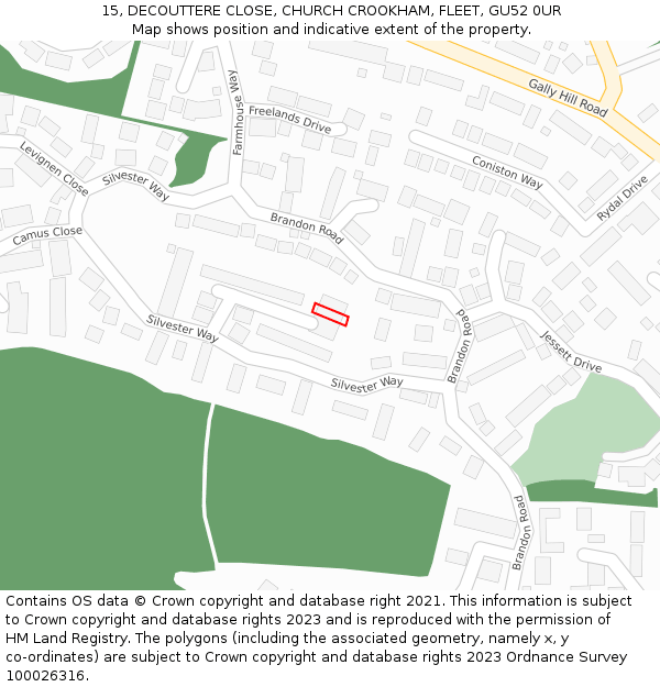 15, DECOUTTERE CLOSE, CHURCH CROOKHAM, FLEET, GU52 0UR: Location map and indicative extent of plot