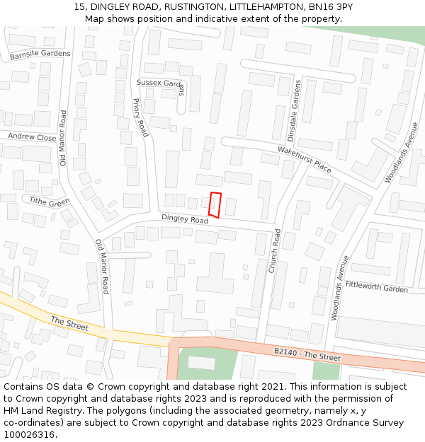 15, DINGLEY ROAD, RUSTINGTON, LITTLEHAMPTON, BN16 3PY: Location map and indicative extent of plot