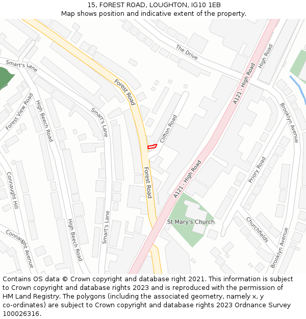 15, FOREST ROAD, LOUGHTON, IG10 1EB: Location map and indicative extent of plot