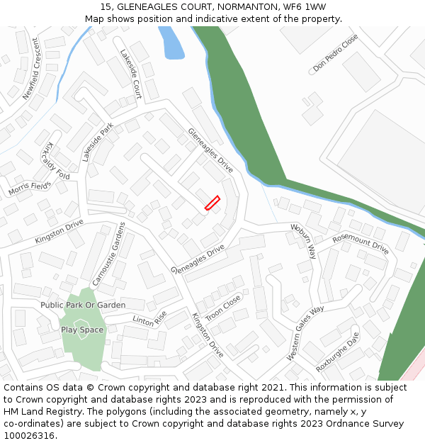 15, GLENEAGLES COURT, NORMANTON, WF6 1WW: Location map and indicative extent of plot