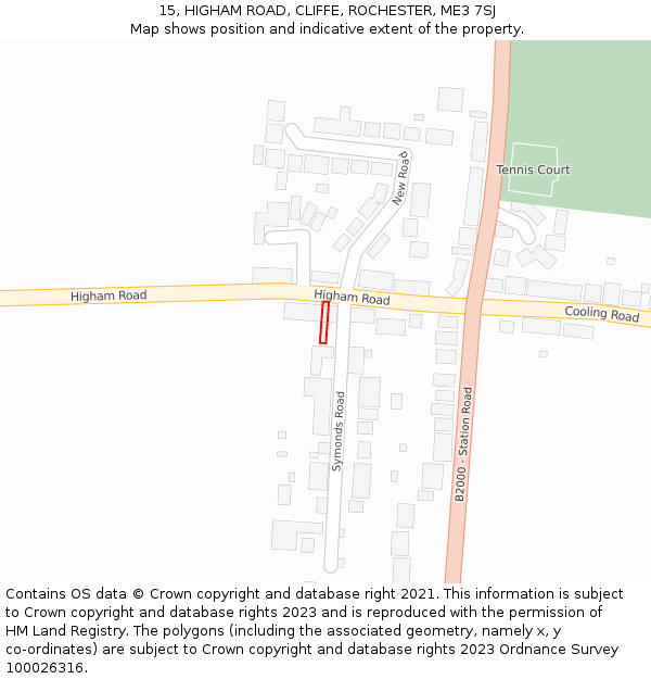 15, HIGHAM ROAD, CLIFFE, ROCHESTER, ME3 7SJ: Location map and indicative extent of plot