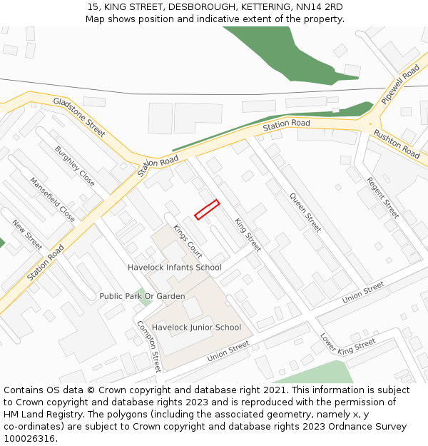 15, KING STREET, DESBOROUGH, KETTERING, NN14 2RD: Location map and indicative extent of plot
