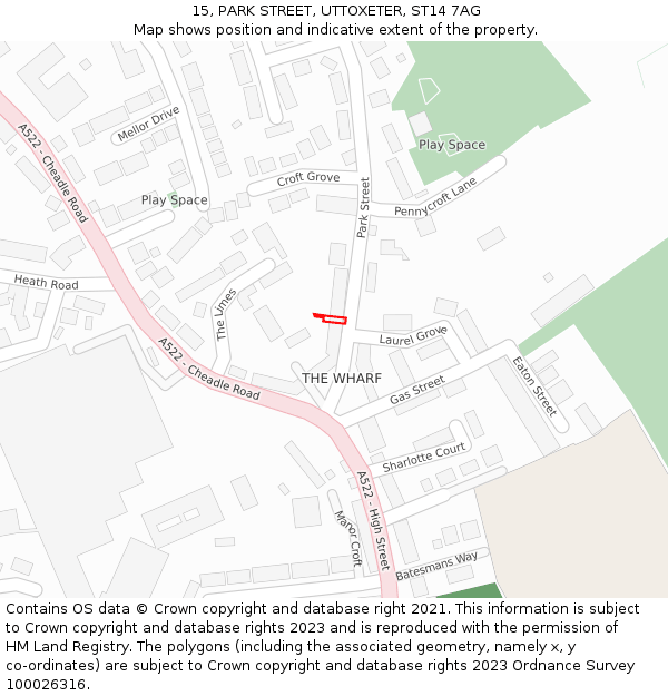 15, PARK STREET, UTTOXETER, ST14 7AG: Location map and indicative extent of plot