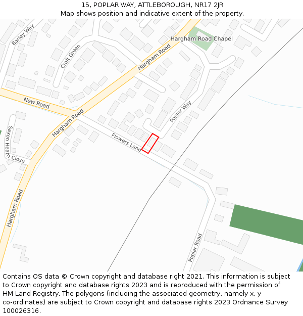 15, POPLAR WAY, ATTLEBOROUGH, NR17 2JR: Location map and indicative extent of plot