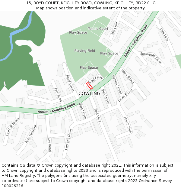 15, ROYD COURT, KEIGHLEY ROAD, COWLING, KEIGHLEY, BD22 0HG: Location map and indicative extent of plot