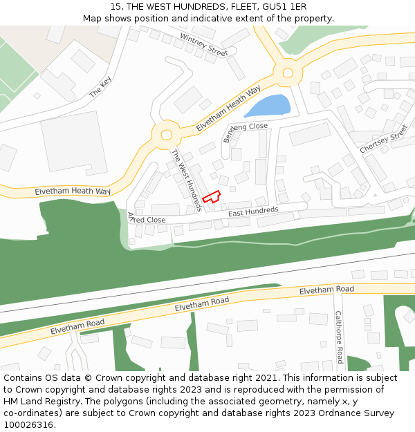 15, THE WEST HUNDREDS, FLEET, GU51 1ER: Location map and indicative extent of plot