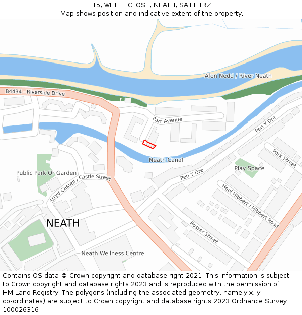 15, WILLET CLOSE, NEATH, SA11 1RZ: Location map and indicative extent of plot