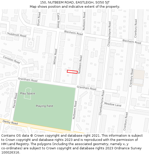 150, NUTBEEM ROAD, EASTLEIGH, SO50 5JT: Location map and indicative extent of plot