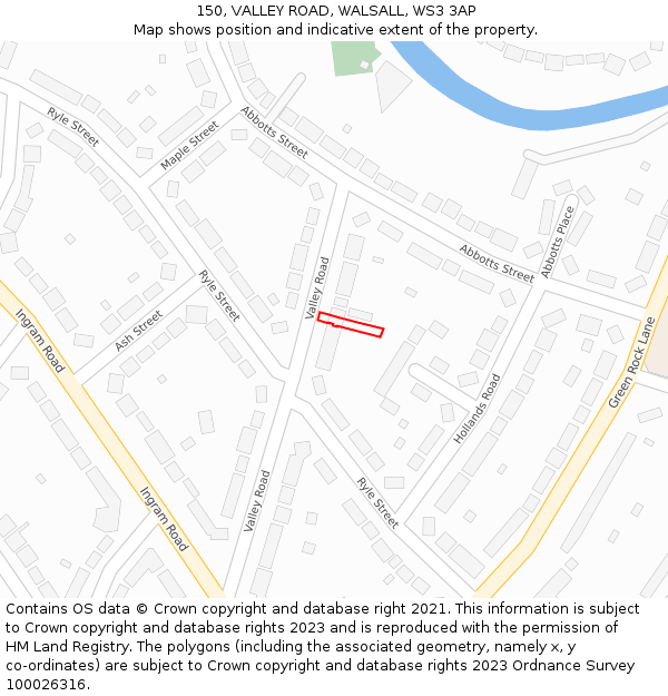 150, VALLEY ROAD, WALSALL, WS3 3AP: Location map and indicative extent of plot