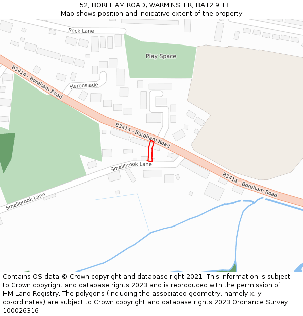 152, BOREHAM ROAD, WARMINSTER, BA12 9HB: Location map and indicative extent of plot