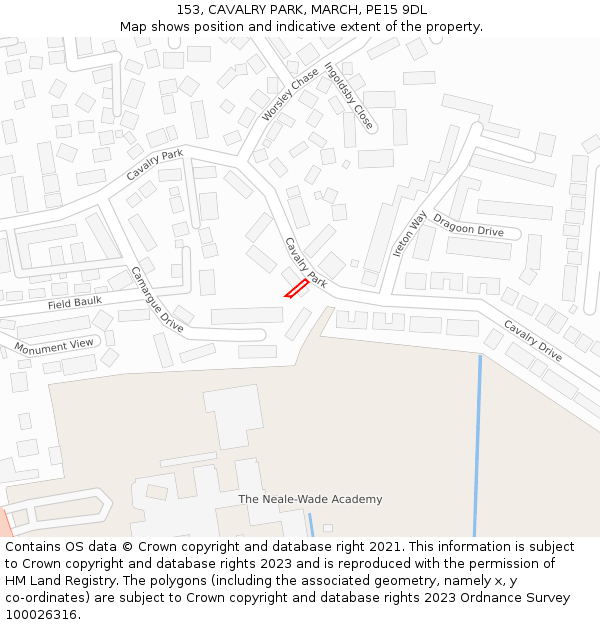 153, CAVALRY PARK, MARCH, PE15 9DL: Location map and indicative extent of plot