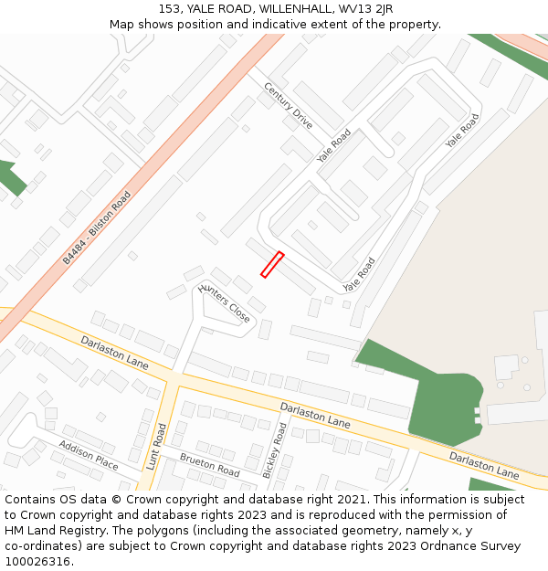 153, YALE ROAD, WILLENHALL, WV13 2JR: Location map and indicative extent of plot