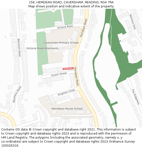 156, HEMDEAN ROAD, CAVERSHAM, READING, RG4 7RA: Location map and indicative extent of plot