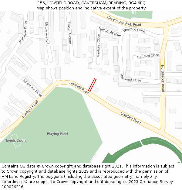 156, LOWFIELD ROAD, CAVERSHAM, READING, RG4 6PQ: Location map and indicative extent of plot