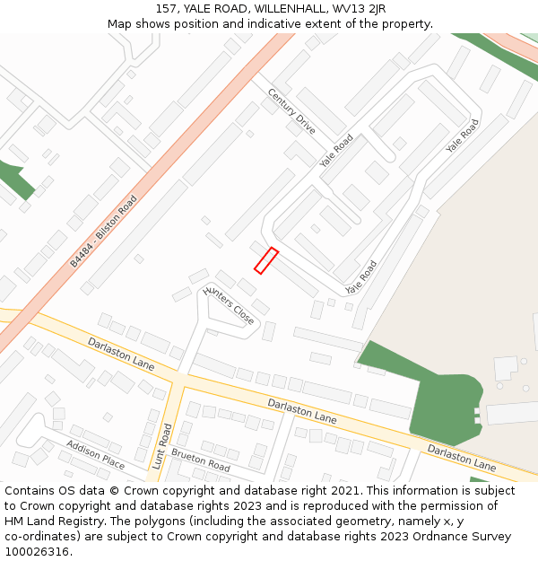 157, YALE ROAD, WILLENHALL, WV13 2JR: Location map and indicative extent of plot