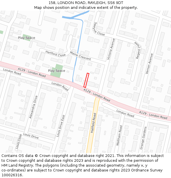 158, LONDON ROAD, RAYLEIGH, SS6 9DT: Location map and indicative extent of plot