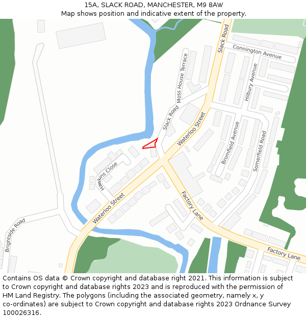 15A, SLACK ROAD, MANCHESTER, M9 8AW: Location map and indicative extent of plot