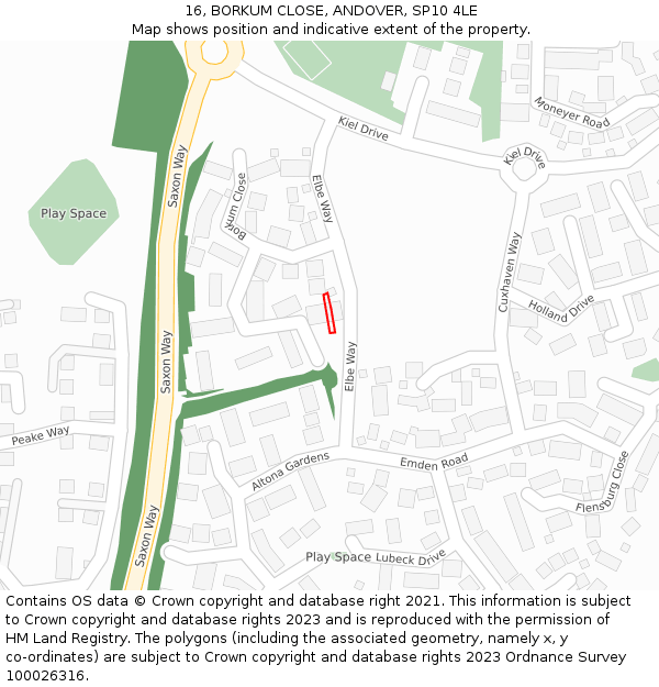 16, BORKUM CLOSE, ANDOVER, SP10 4LE: Location map and indicative extent of plot