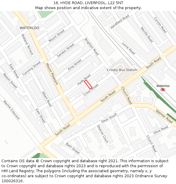 16, HYDE ROAD, LIVERPOOL, L22 5NT: Location map and indicative extent of plot