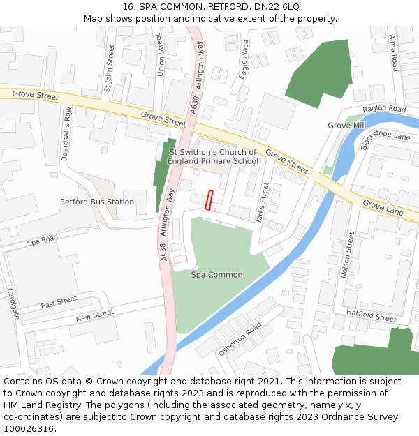 16, SPA COMMON, RETFORD, DN22 6LQ: Location map and indicative extent of plot