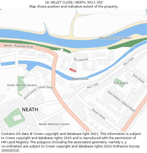 16, WILLET CLOSE, NEATH, SA11 1RZ: Location map and indicative extent of plot