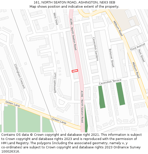 161, NORTH SEATON ROAD, ASHINGTON, NE63 0EB: Location map and indicative extent of plot
