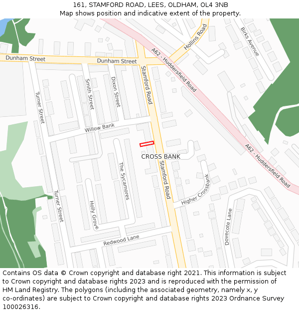 161, STAMFORD ROAD, LEES, OLDHAM, OL4 3NB: Location map and indicative extent of plot