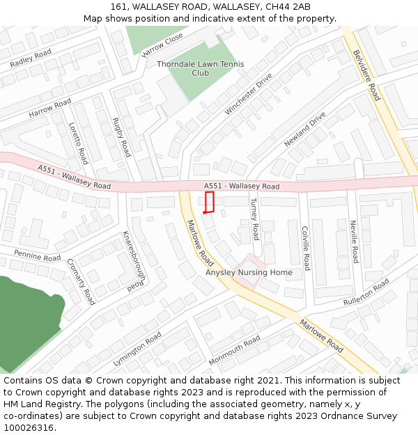 161, WALLASEY ROAD, WALLASEY, CH44 2AB: Location map and indicative extent of plot