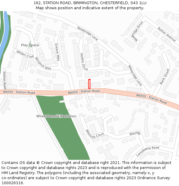 162, STATION ROAD, BRIMINGTON, CHESTERFIELD, S43 1LU: Location map and indicative extent of plot
