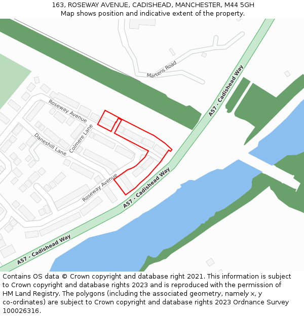 163, ROSEWAY AVENUE, CADISHEAD, MANCHESTER, M44 5GH: Location map and indicative extent of plot