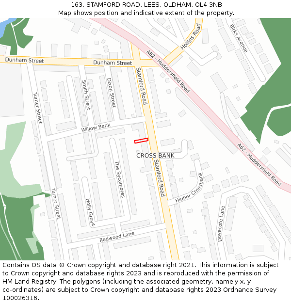 163, STAMFORD ROAD, LEES, OLDHAM, OL4 3NB: Location map and indicative extent of plot