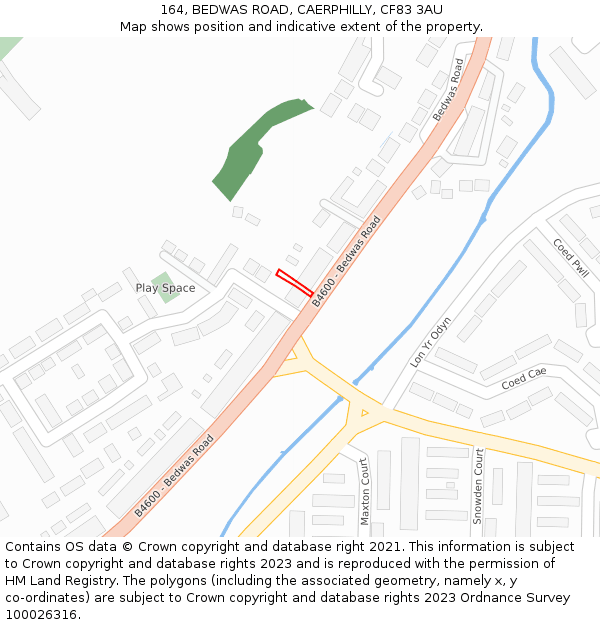 164, BEDWAS ROAD, CAERPHILLY, CF83 3AU: Location map and indicative extent of plot