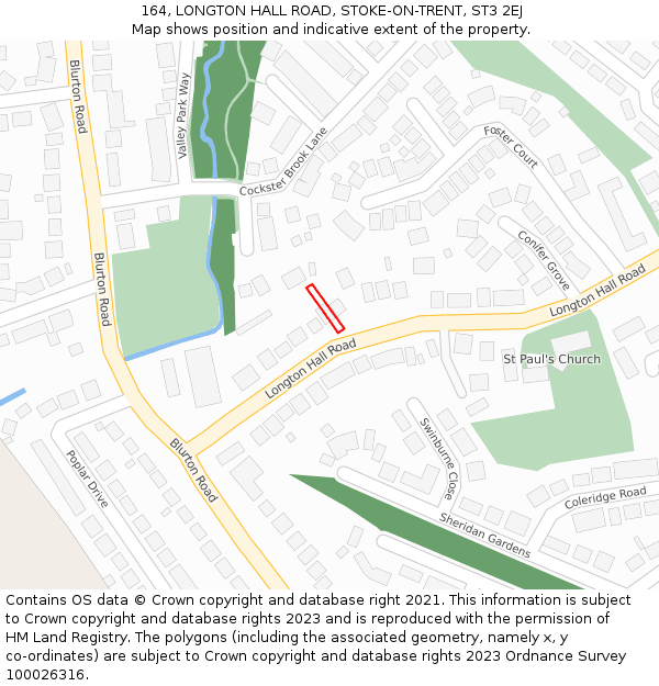 164, LONGTON HALL ROAD, STOKE-ON-TRENT, ST3 2EJ: Location map and indicative extent of plot
