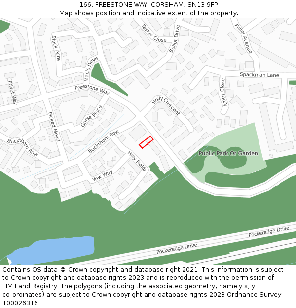 166, FREESTONE WAY, CORSHAM, SN13 9FP: Location map and indicative extent of plot