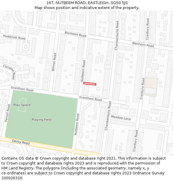 167, NUTBEEM ROAD, EASTLEIGH, SO50 5JS: Location map and indicative extent of plot