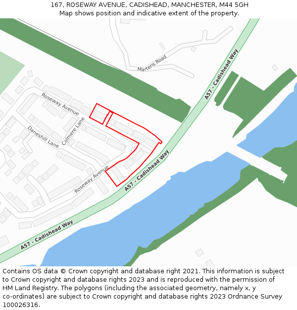 167, ROSEWAY AVENUE, CADISHEAD, MANCHESTER, M44 5GH: Location map and indicative extent of plot