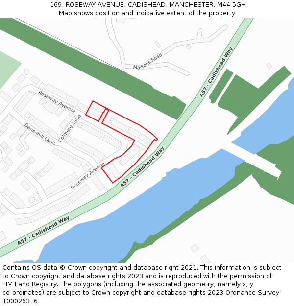 169, ROSEWAY AVENUE, CADISHEAD, MANCHESTER, M44 5GH: Location map and indicative extent of plot