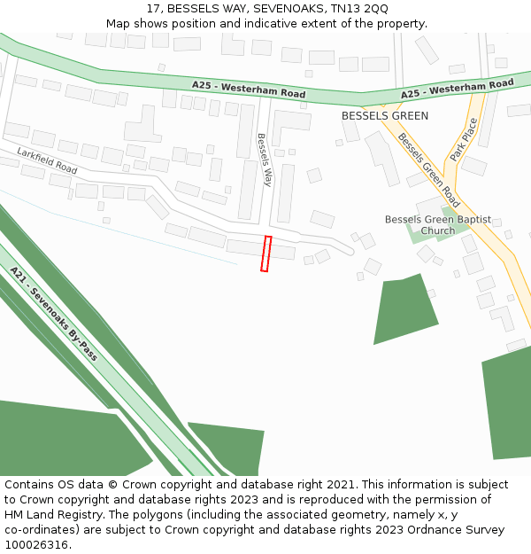 17, BESSELS WAY, SEVENOAKS, TN13 2QQ: Location map and indicative extent of plot