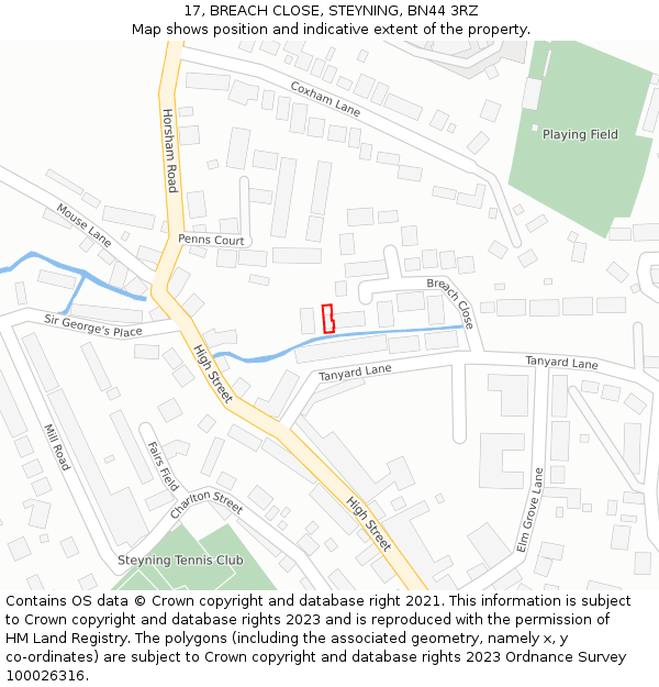 17, BREACH CLOSE, STEYNING, BN44 3RZ: Location map and indicative extent of plot