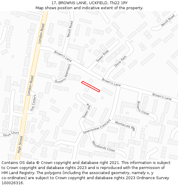 17, BROWNS LANE, UCKFIELD, TN22 1RY: Location map and indicative extent of plot