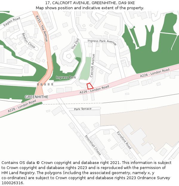 17, CALCROFT AVENUE, GREENHITHE, DA9 9XE: Location map and indicative extent of plot