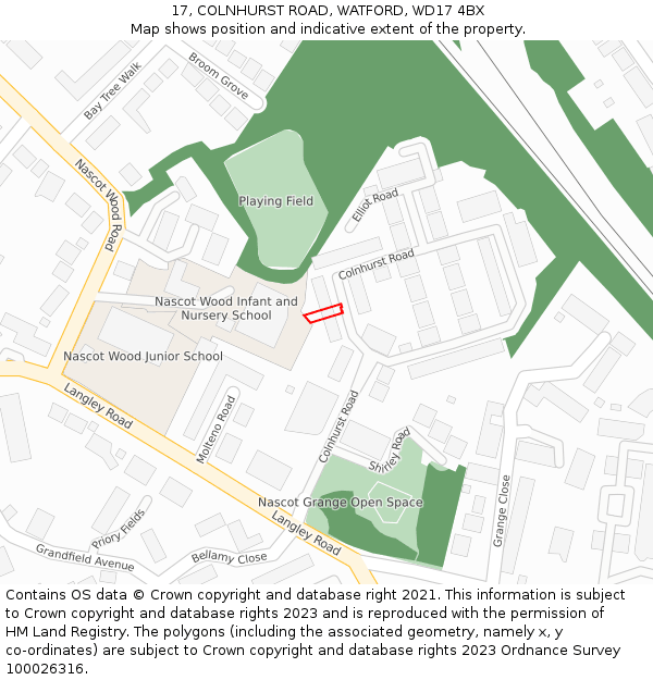 17, COLNHURST ROAD, WATFORD, WD17 4BX: Location map and indicative extent of plot