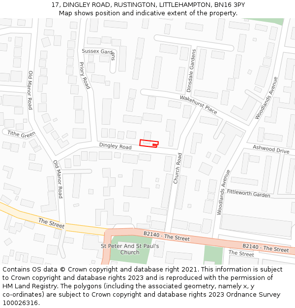 17, DINGLEY ROAD, RUSTINGTON, LITTLEHAMPTON, BN16 3PY: Location map and indicative extent of plot